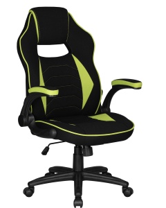 Кресло игровое DOBRIN RICK, черно-светло-зеленая ткань