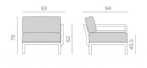 Модуль правый/левый пластиковый с подушками Maximo Elemento Terminale DX/SX терра, корица