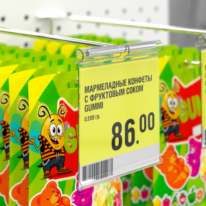 Ценникодержатель на крючок VH60 прозрачный, 62 мм