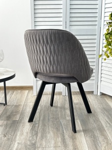 Стул ДУНА (DUNA) 360 град. поворот. B28 Темно-серый, велюр / черный каркас