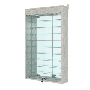 Витрина настенная №2-8А с зеркалом и с подсветкой, Метрополитан Грей