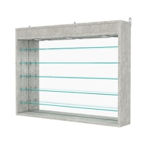 Витрина настенная с регулировочными полками №3-8Г-РЕГ с зеркалом и с подсветкой, Метрополитан Грей