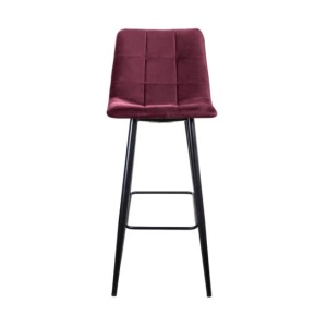 Стул барный UNO бархат красный / чёрный конус