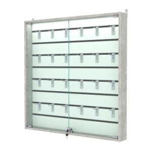 Витрина настенная №4-2БУ с экономпанелью, без полок, с подсветкой, Метрополитан Грей