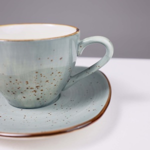 Чашка с блюдцем VITAL, фарфор, голубой, 220мл