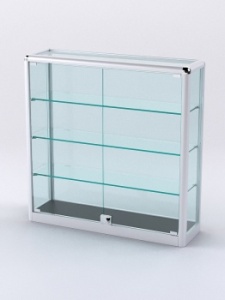 Витрина из профиля настольная "ВАЙБ ИКС" №1-3П-С-200 (задняя стенка Стекло), Черный