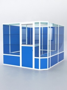 Павильон торговый из профиля угловой №6б, Делфт голубой U525 ST9 + Белый