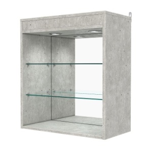 Витрина настенная №1-4ГГ с зеркалом и с подсветкой, Метрополитан Грей