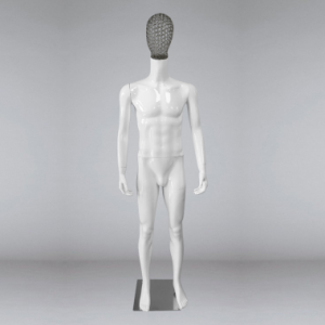 MR1-1-metal head Манекен мужской глянцевый с металлической головой