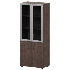 Стеллаж комбинированный с стеклянными фасадами в алюминиевой раме Приоритет К-934,К-942,К-945,КФ-942,КФ-945 Дуб апрель