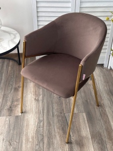 Стул DILL MOMO-05 тауп, велюр "беспальчиковый"/ золотой каркас