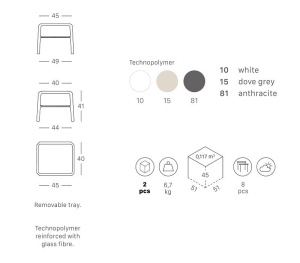 Столик пластиковый для шезлонга Vela Side Table белый