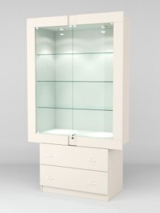 Витрина "ЭЛЕКТРА" №5-2 (задняя стенка - ДСП), Крем Вайс