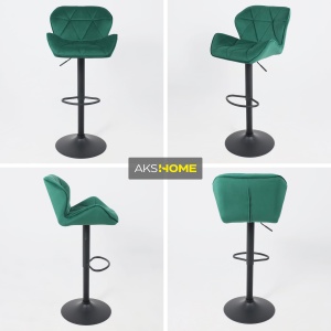 Стул барный Berlin, зеленый, велюр
