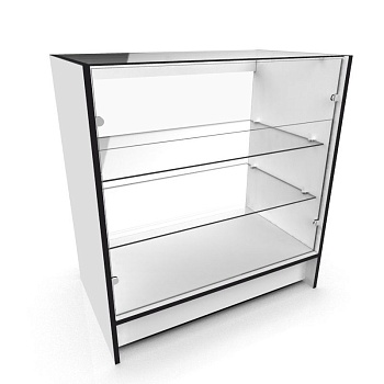 ПР-32-Б прилавок торговый остекленный большой цвет Белый с черной кромкой