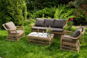 "Гранд Латте" лаунж-зона из искусственного ротанга, цвет соломенныйцвет соломенный