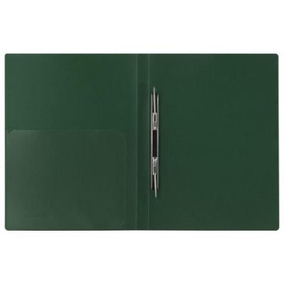 Папка с металлическим скоросшивателем и внутренним карманом BRAUBERG "Диагональ", темно-зеленая, до 100 листов, 0,6 мм, 221354