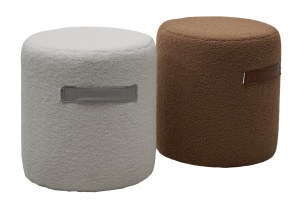 Пуф для гостиной ХАРТА (HARTA) цвет NINI-02 Тауп, барашек  / TKS-03 темно-коричневый, экокожа