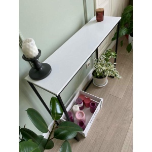 Журнальный столик искусственный камень гранит белый/каркас черный