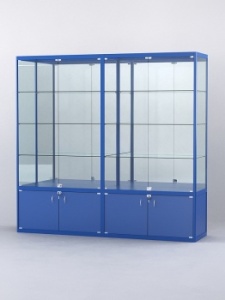 Витрина "АЛПРО" №2-2м-500-3 (задняя стенка - зеркало), Синий