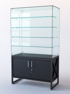 Витрина стеклянная "ЛОФТ СТИЛЬ" островная №204 (без дверок, фасад - стекло), Черный