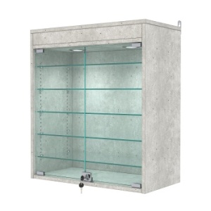 Витрина настенная с регулировочными полками №1-7АГ-РЕГ с подсветкой, Метрополитан Грей