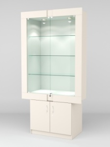 Витрина "ЭЛЕКТРА" №5-1 (задняя стенка - ДСП), Крем Вайс