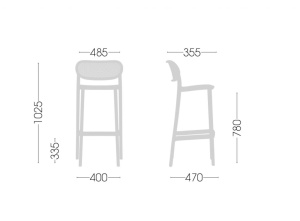 Стул пластиковый барный Nuta Stool 78 бордовый