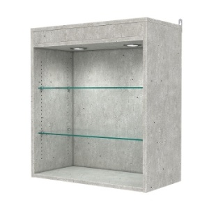 Витрина настенная с регулировочными полками №1-3ГГ-РЕГ с подсветкой, Метрополитан Грей