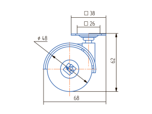 Опора колёсная D50 чёрная, на площадке (резиновый ход), Россия