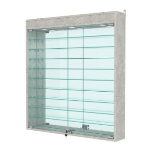 Витрина настенная с регулировочными полками №4-8А-РЕГ с зеркалом и с подсветкой, Метрополитан Грей