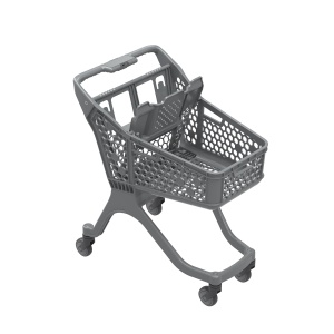 Пластиковая покупательская тележка SURF S серая, с детским креслом