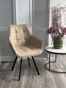 Стул СОЛИС 360 град. поворот.  Федерика Бежевый, иск.замша / черный каркас,