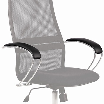 Накладки мягкие на подлокотники кресел Метта серии BK, BP, BC, LK, КОМПЛЕКТ 2 шт., экокожа, черные