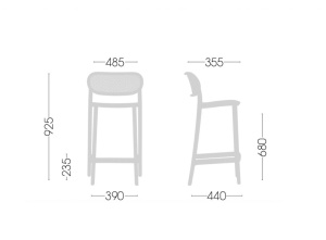 Стул пластиковый полубарный Nuta Stool 68 бордовый