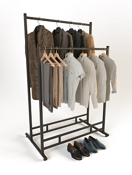 Вешалка напольная ELEGANTE-900-NERO двойная, металлическая на ножках