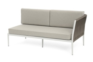 "Касабланка" левый модуль плетеный из роупа, каркас алюминий светло-серый (RAL7035) муар, роуп серо-коричневый 23мм, ткань бежевая 15052цвет серо-коричневый