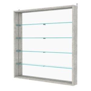 Витрина настенная №4-2ГУ с зеркалом, Метрополитан Грей