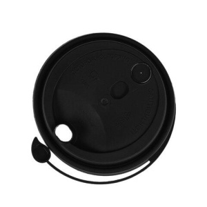 Крышка с питейником для бумажного стакана, ДИАМЕТР 90 мм, матовая черная, ПП, ВЗЛП, 3001М/Ч