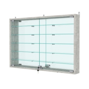 Витрина настенная с регулировочными полками №3-6АУ-РЕГ с зеркалом, Метрополитан Грей