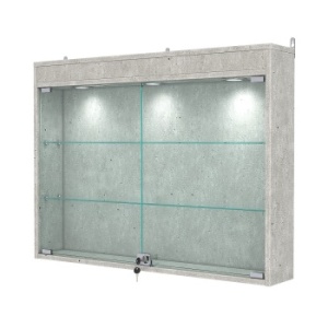 Витрина настенная №3-3А с подсветкой, Метрополитан Грей