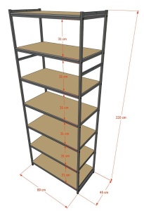 Стеллаж в стиле LOFT A2290-21-ЧДС 220х90х45