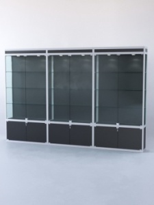 Витрина "ПРЯМОУГОЛЬНАЯ" №1-3м-300-1 (задняя стенка - ДВП), Черный