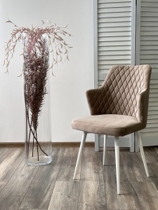 Стул ГЕРМАН (HERMAN) ЛАТТЕ #25, велюр / белый каркас