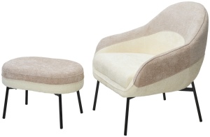 Кресло СИОН (SION) цвет 3018-01 белый / 3018-10 бежевый, шенилл / черный каркас, ®DISAUR