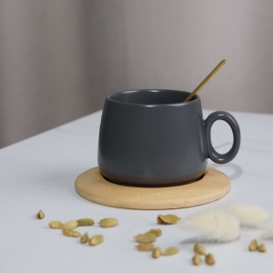 Комплект чашка с блюдцем STYLE, керамика, серый, 280мл