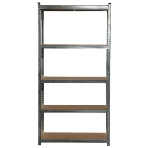 Стеллаж металлический BOOMHOUSE (БУМХАУС) безболтовой, 2000x1000x400 мм, 5 полок МДФ, нагрузка на стеллаж до 875 кг, серебристый, 291414