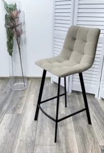 Полубарный стул CHILLI-QB SQUARE латте #25, велюр/ черный каркас (H=66cm)