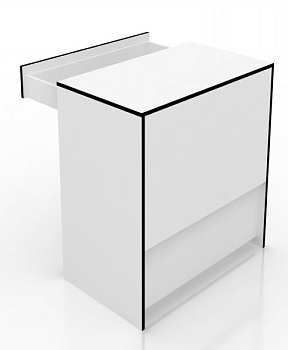  ПР-37 Торговые прилавки с большим ящиком с замком цвет Белый с черной кромкой