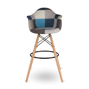Кресло Eames DAW Барное Patchwork Blue